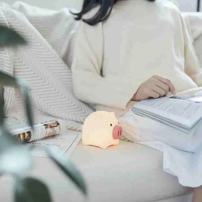Мультфильм форма свиньи светодиодный настольная лампа творческий USB 1 DC3.5 Спальня, стол, общежитии зарядки ночник