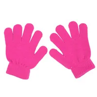 KLV зимние милые перчатки для мальчиков и девочек, одноцветные вязаные эластичные варежки, зимние теплые перчатки для женщин и девочек - Цвет: Фуксия