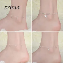 ZRHUA, Ретро стиль, мода 925, Серебряные ножные браслеты для женщин, богемный, летний, пляжный, сглаза, цепочка, браслет, ювелирные изделия для ног,, подарки