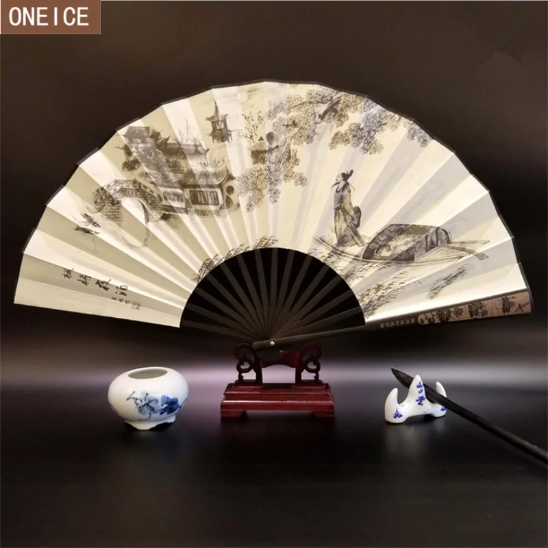 Китайский Вентилятор Бамбуковый вентилятор с принтом кости 10 дюймов Большой вентилятор складной свадебное украшение Складной вентилятор готов для сувениры для гостей