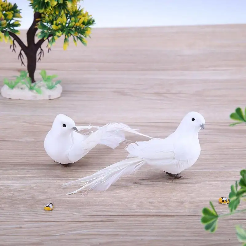 Us 111 23 Off2 Pcs Putih Bulu Buatan Busa Merpati Kekasih Perdamaian Merpati Burung Dekorasi Rumah Burung Ornamen Dove Dekorasi Untuk Pernikahan