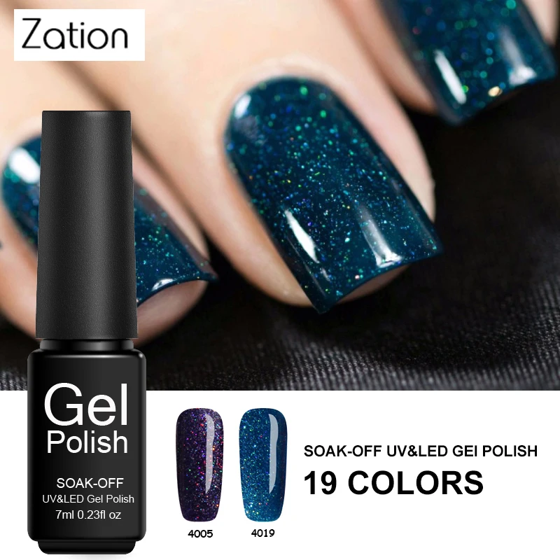 

Zation Neon Pigment Glitter Gel Nail Polish Base and Top Needed Hybrid Nail Art Manicure UV Gel Varnish Color Decorations