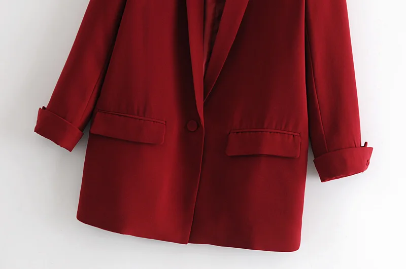 VOGUEIN новые женские элегантные однотонные бордовый/черный 3/4 рукав пиджак на одной пуговице костюм пальто оптом