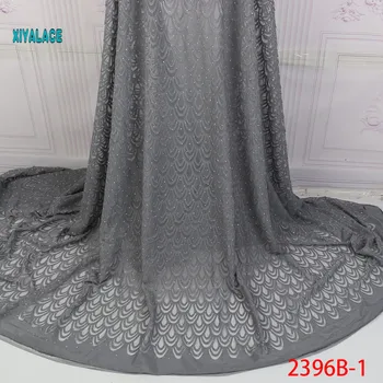 

2019 Latest French Laces Fabrics High Quality tulle lace wifh beads Fabric For Wedding Nigerian Tulle Lace Material YA2396B-1