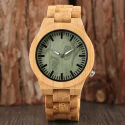 Зеленый Уход за кожей лица Творческий Полный Бамбук Дерево Часы лучший бренд класса люкс Для мужчин часы с кварцевым японским двигаться