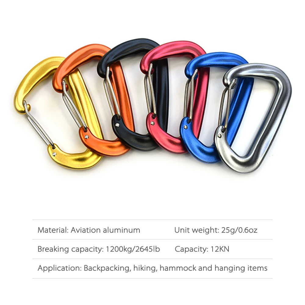 

2 PCS High Duty Carabiner 12KN Hammock Safety Balance Carabiner Ultralight Clip Outdoor Camping Hammock Traveling Backpacking