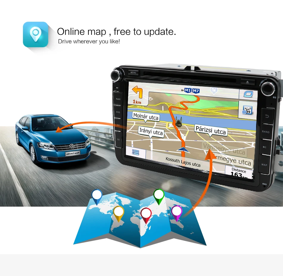 Clearance Bosion Android 8.0  Car DVD GPS Navi For Volkswagen SKODA OCTAVIA Fabia GOLF 6 polo Bora MK4 B6 PASSAT Tiguan DAB+ Wifi 1