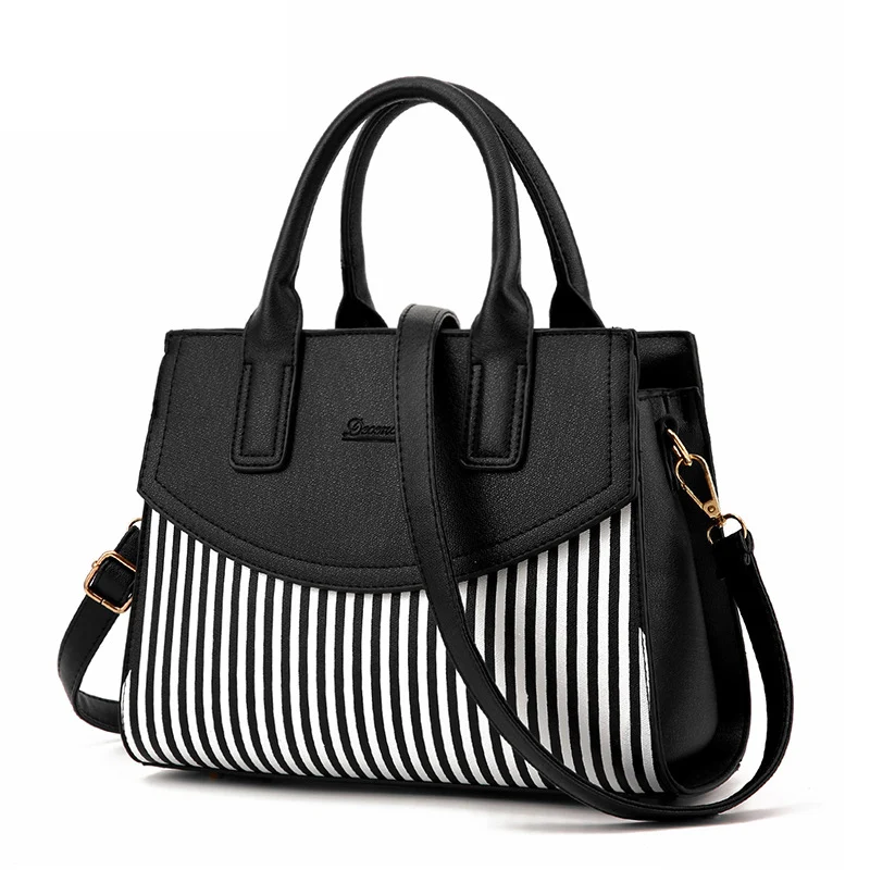 Women Office Handbag Stripe Fashion Female Leather Crossbody Shoulder Bag Ladies Top-Handle Bags Messenger Tote Sac SS7216 (8)