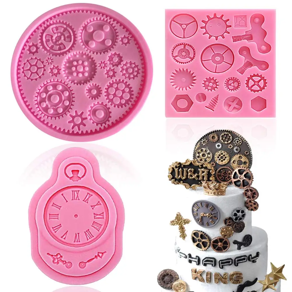 

Steampunk Cogs Mold,Clock Watch Wheel Gears Silicone Fondant Mold Chocolate Mold for Cupcake Toppers Party Cake Decoration