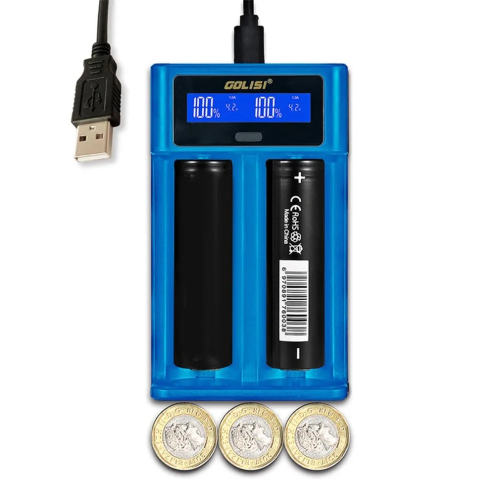 Golisi i2 2.0A Smart LCD Battery charger Fast Charging for 18650 21700 Li-ion Ni-MH Ni-Cd AA AAA Rechargeable Battery Golisi i2 2.0A Smart LCD Battery charger Fast Charging for 18650 21700 Li-ion Ni-MH Ni-Cd AA AAA Rechargeable Battery