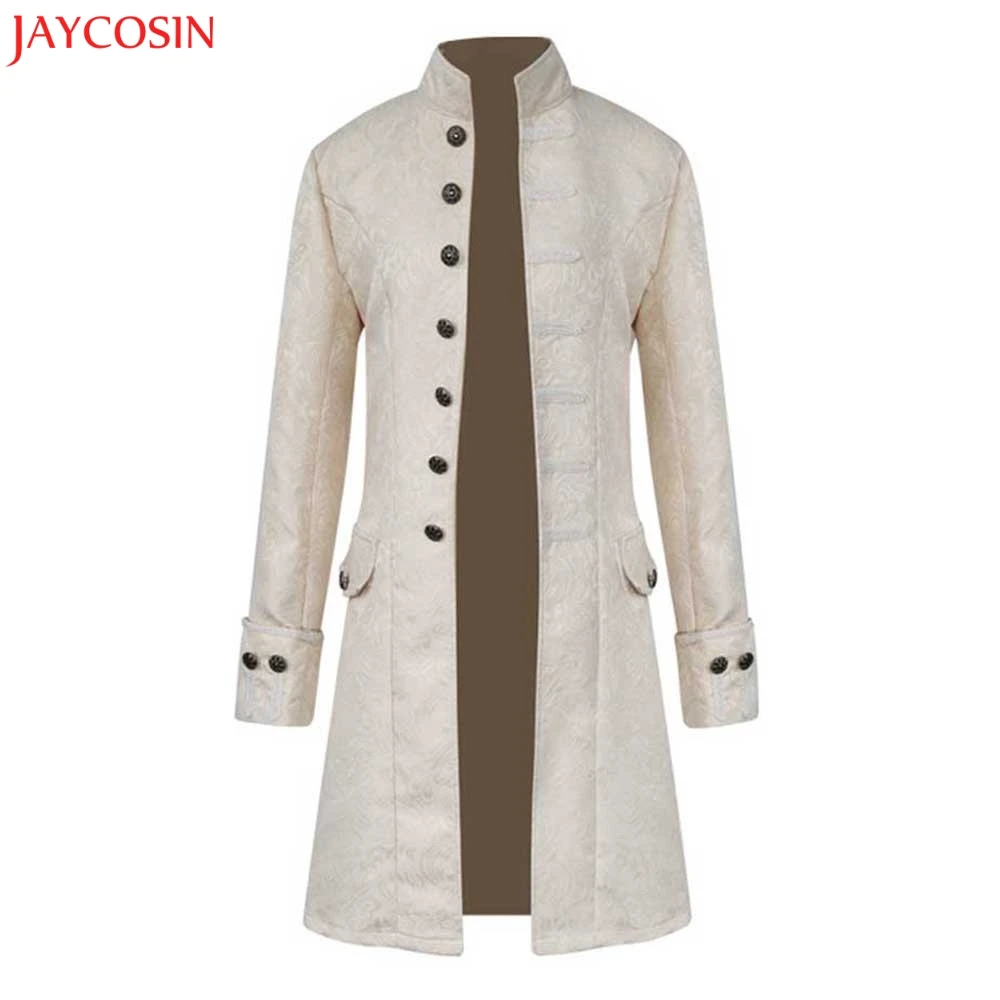 

JAYCOSIN Men Long Sleeve Coat Winter Warm Vintage Tailcoat Black,White,Blue Jacket Overcoat Outwear Buttons Polyester Coat z1105