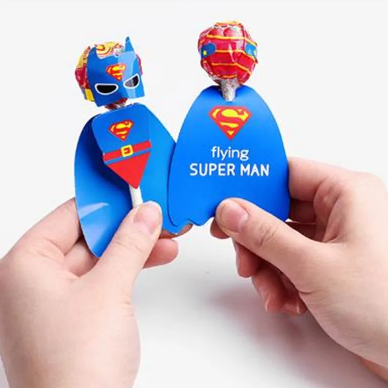 Мальчик Супермен Леденец Украшения бумаги/Подарочная коробка милые открытки/DIY сахарная открытка День рождения 180 шт