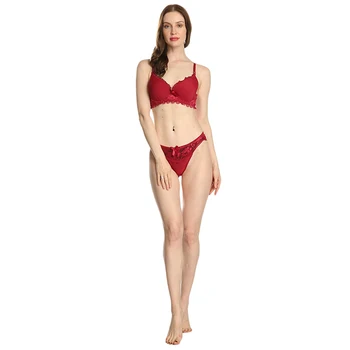 

New Women underwear Set Lace Sexy Push-up Bra And Panty Sets Bow Comfortable Brassiere Young Bra Adjustable Deep V Lingerie