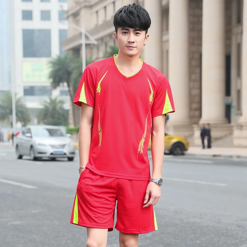 Mens Fitness Tracksuit Set Summer Casual Sporting Male Quick-Drying Short-Sleeve Tops+Shorts 2 Piece Set Plus Size 4xl TrackSuit
