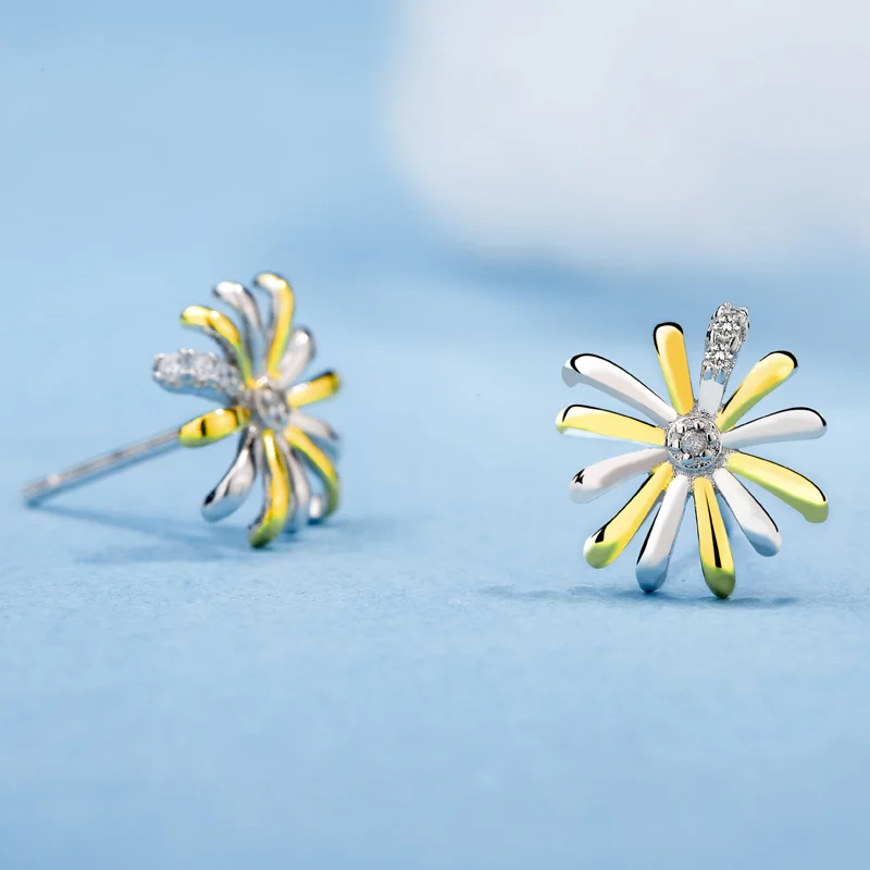 

925 Silver 18k Gold Jewelry Real Stud Earrings Romantic Fine Jewelry Trendy 2018 Gift Fancy Earrings