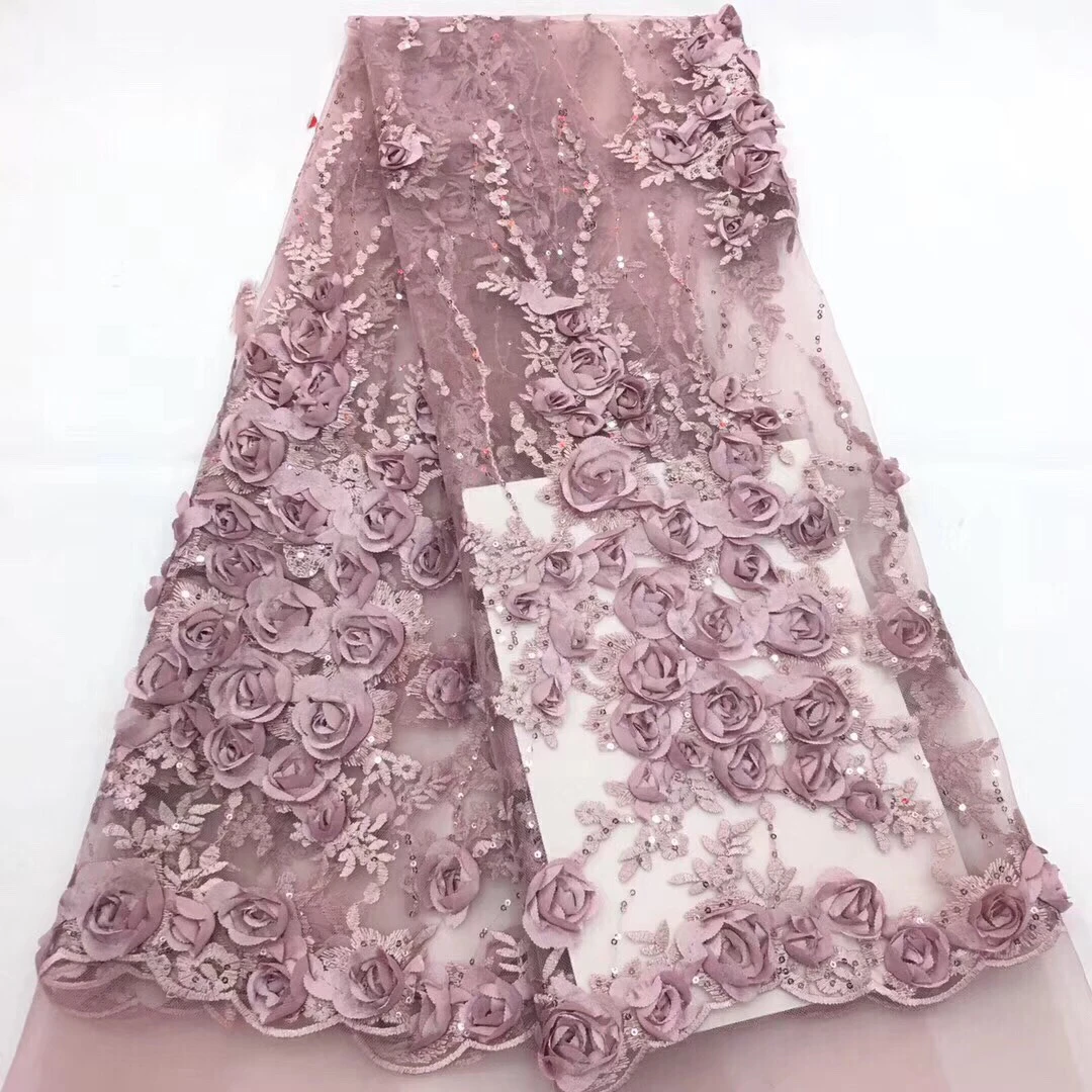 

Purple Bridal Nigerian Wedding Lace Material 3D Lace Fabric High Quality Sequins African Lace Fabric On Sale Lace Fabric LCD990B
