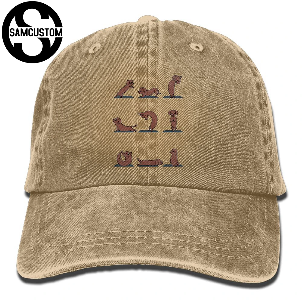 SAMCUSTOM dachshund 3D Creative personality Washed Denim Hats Autumn Summer Men Women Golf Sunblock Hockey Caps