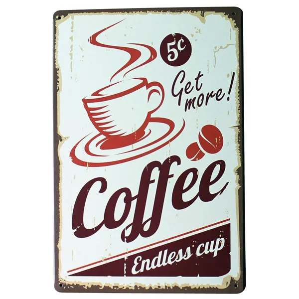 Получите больше COFFEE металлическая жестяная вывеска Модные солнцезащитные очки в стиле ретро с Декор доска для магазина бар кухонные стены искусства плакат LJ5-1 20x30 см B1 - Цвет: a