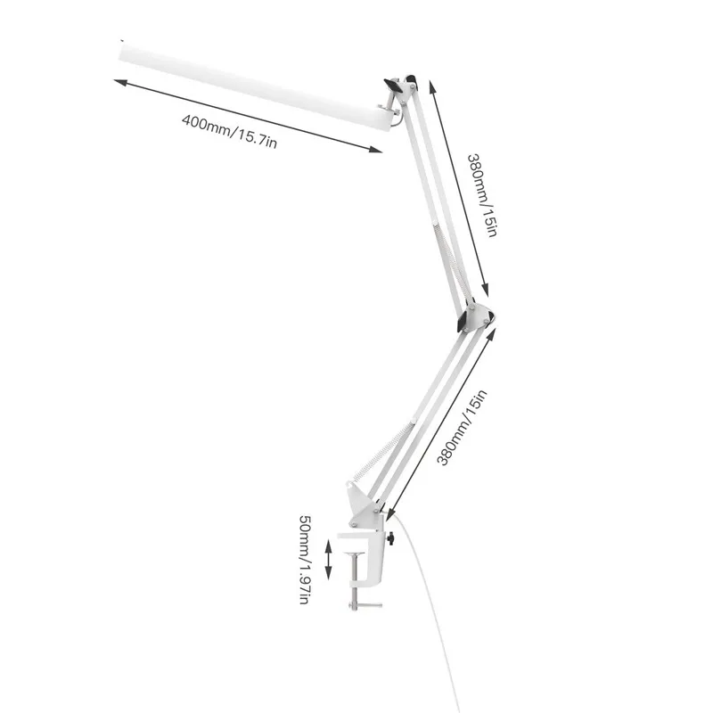 YOUKOYI Office Desk Clamp Lamp 3 Level Dimmer Adjustable Swing Arm Architect LED Table Lamp with US
