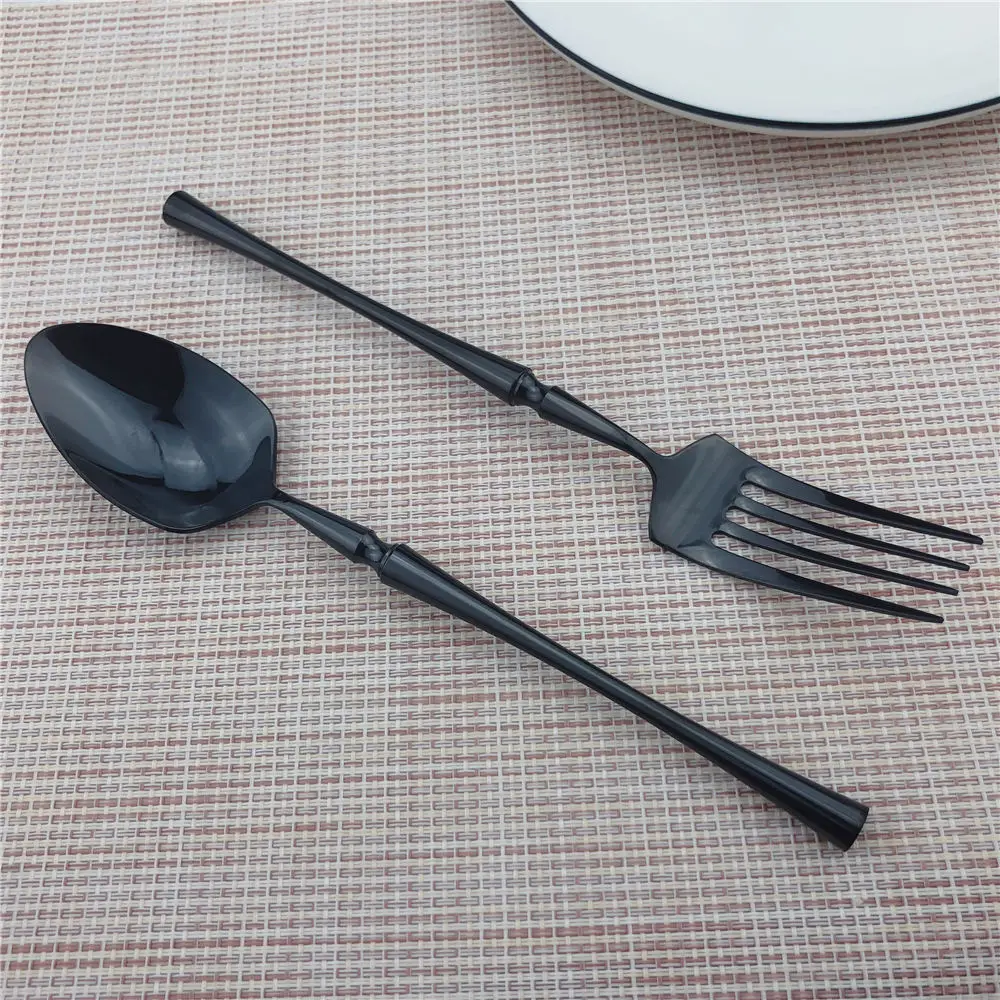  6/5/4Pcs Chic Elegant Black Dinnerware Set Stainless Steel Tableware Cutlery Set Plating Table Knif