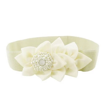 

6cm Width Beige Textured Band Elastic Cinch Waist Belt For Women