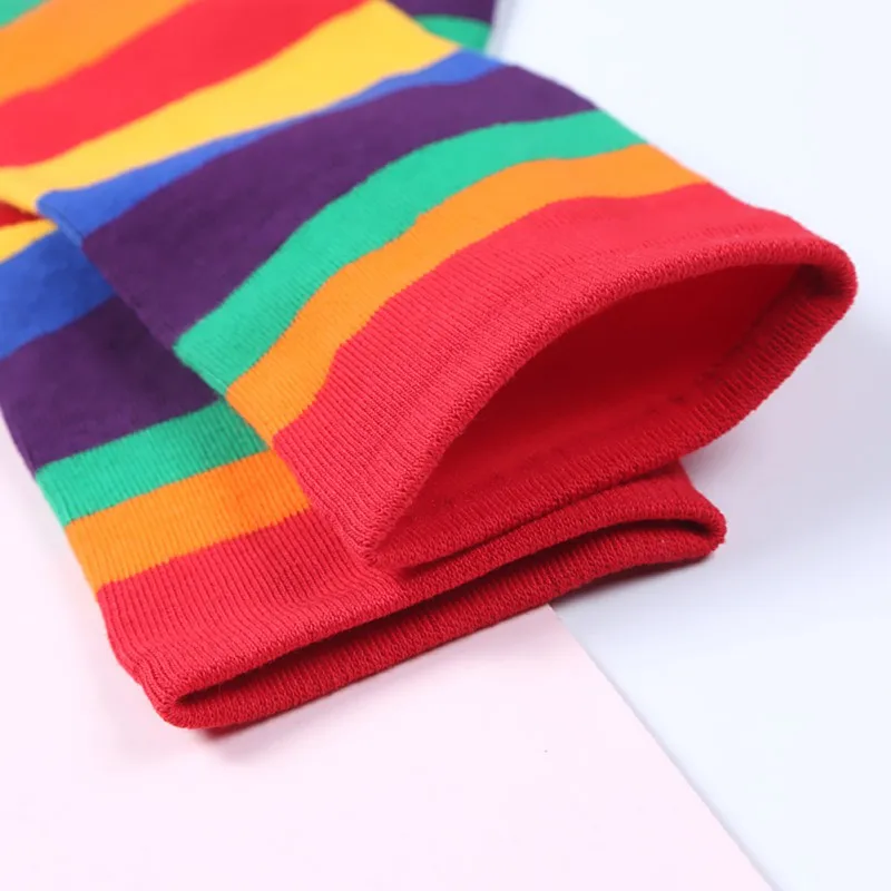 Новые осенние детские теплые носки для маленьких девочек Цвет соответствующие Радуга Цвет носки без пятки Модная одежда для детей, Детская