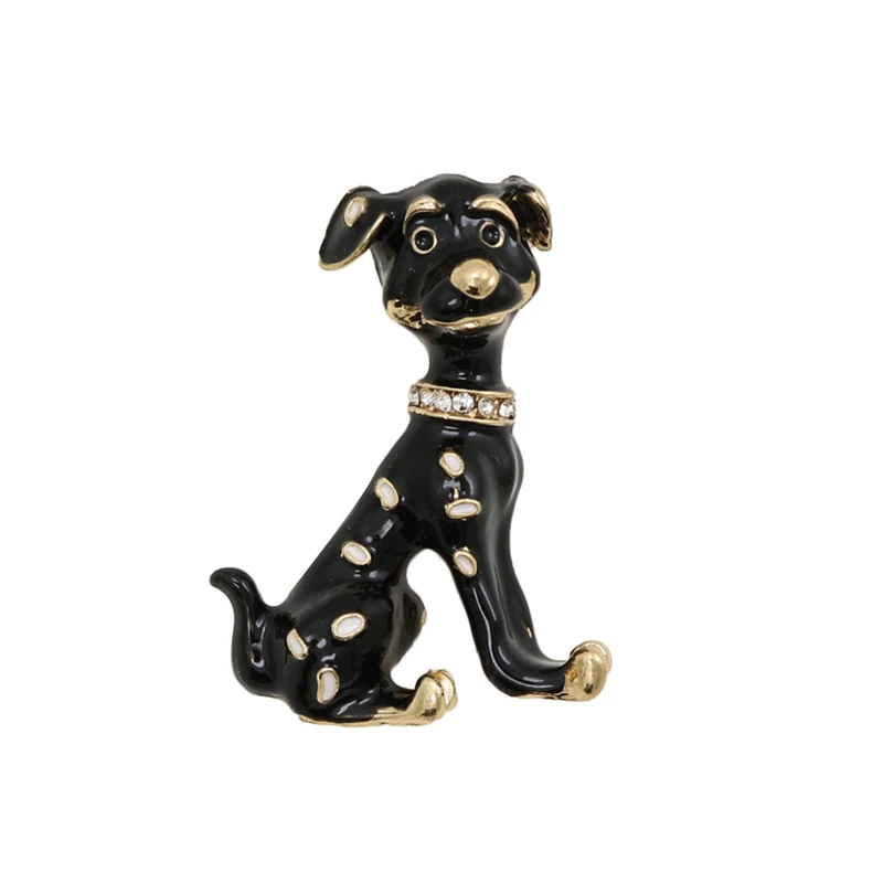 

OneckOha Enameled Black Spot Puppy Brooches Animal Dog Pin Women's Garment Accessories