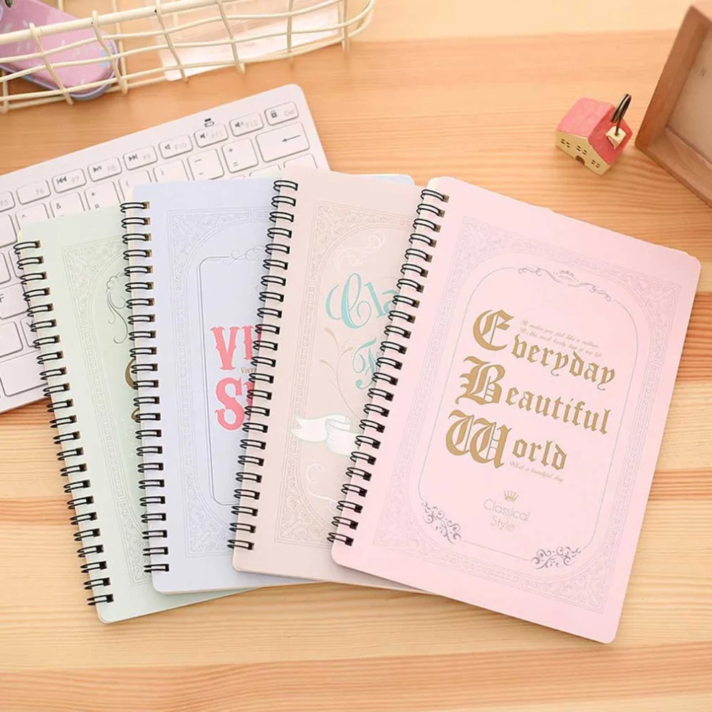 A5 Spiral Coil Notebook Diary Ruled School Vintage Student Note Book Memo Padin Memo Pads from