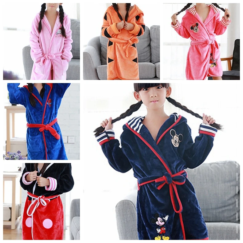 Boys and Girls Flannel Cartoon Character Bathrobes Autumn Winter for