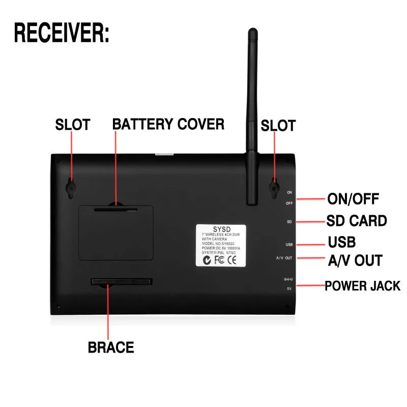  7 Inch Monitor Wireless CCTV Kit 2.4GHz 4CH Channel CCTV DVR 4PCS Wireless Cameras Audio Night Visi - 32768332479