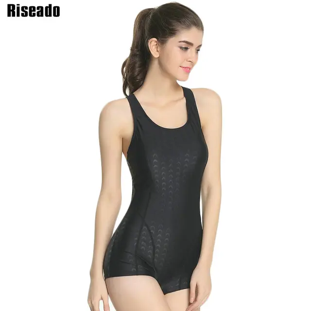 Special Price Riseado One Piece Swimsuit for Women Conservative Swimwear Solid Sport Racer Back Swim Training Boyshorts Bathing Suits