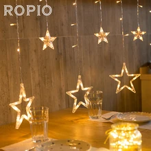 ROPIO 2,4 м 138 светодиодный s праздничный светильник ing 220 В сказочная звезда светодиодный светильник-занавеска струнный светильник 8 режимов гирлянды свадебные садовые вечерние украшения