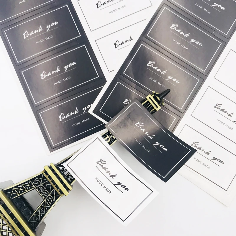 

400Pcs Square Shape Thank You For You Handmade Cake Packaging Sealing Label Kraft Sticker Baking DIY Gift Black Candy Stickers