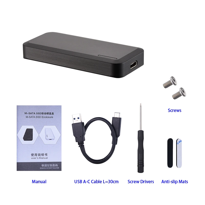 

Aluminum mSATA to USB 3.1 SSD Enclosure Adapter Case with USB Type C Interface for mSATA Internal Solid State Drive Hard Drive