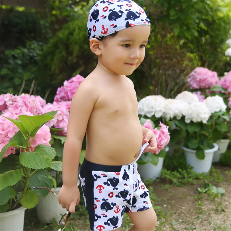 

Fancey cartoon boy swimsuit kids boy swimwear with cap children swimming trunks for boys swimsuit baby swimming shorts for boys