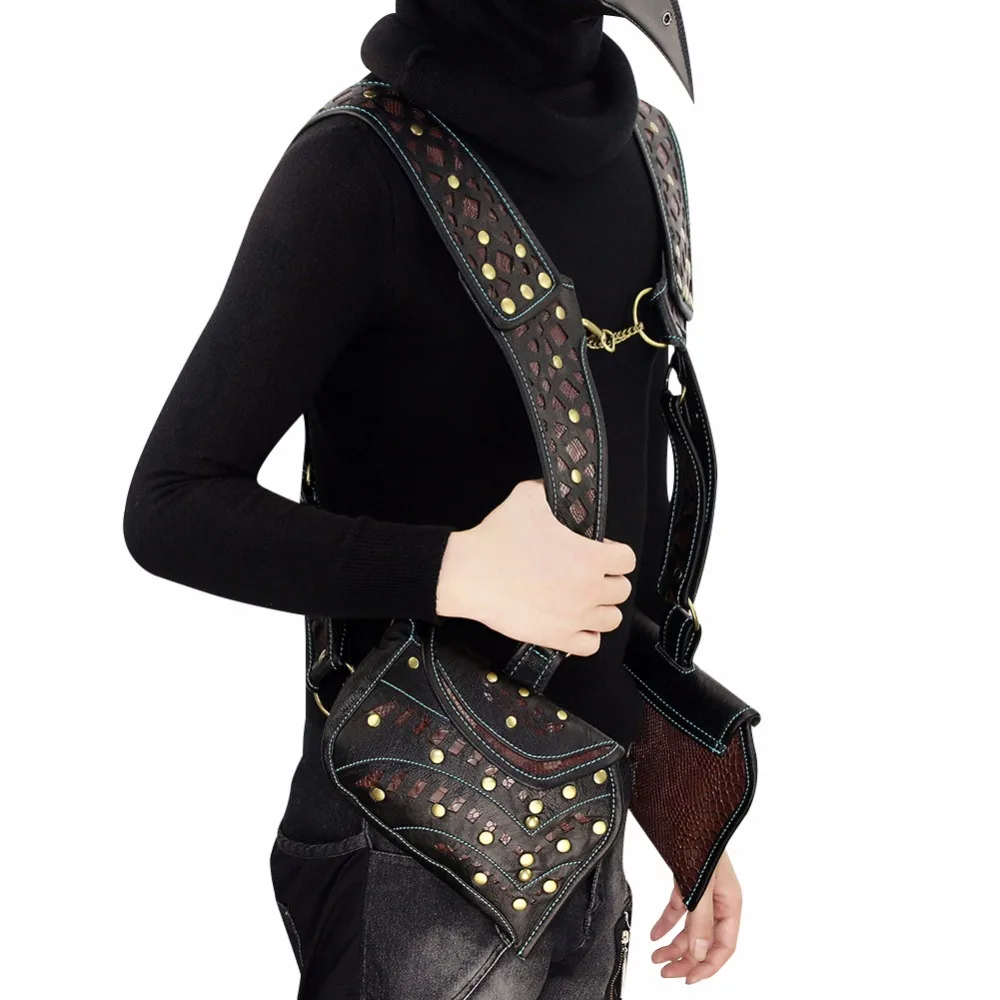 Norbinus новая женская сумка в стиле стимпанк, Готическая кожаная сумка-Кобура, сумка для мотоциклиста, поясная сумка, сумки в стиле панк-рок, маленькая поясная сумка, кошелек