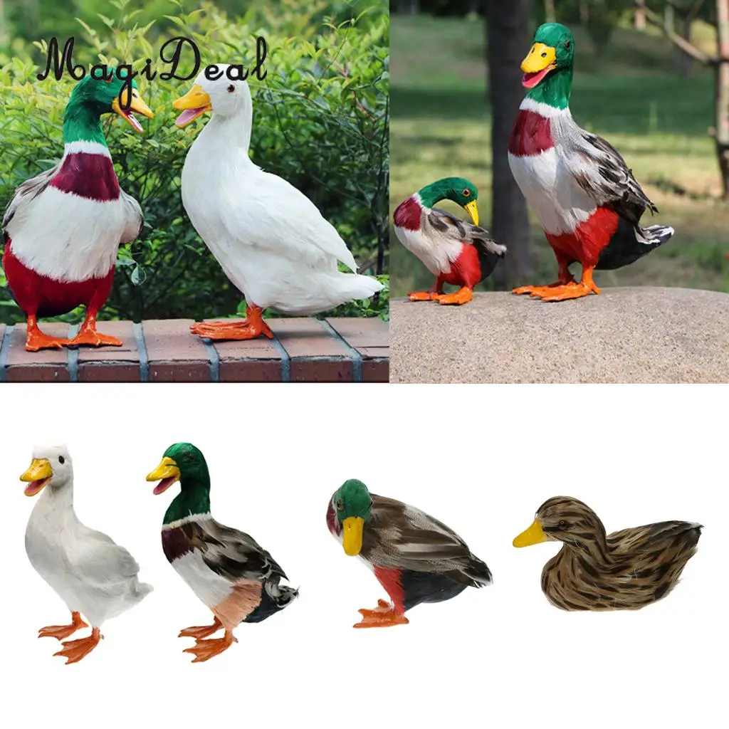 MagiDeal Various Realistic Duck Ornament Figure Outdoor Home Garden Water Pond Decoration DIY Vivid Artificial Feather Craft