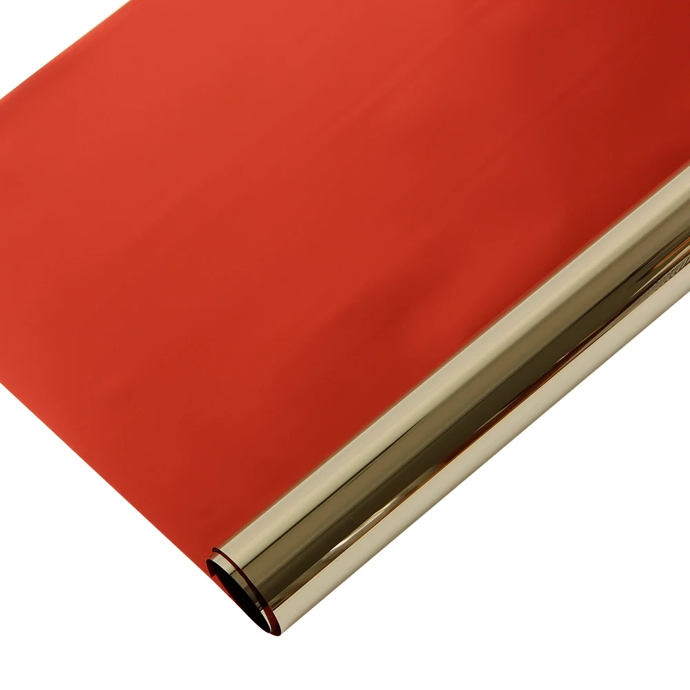 

HOHOFILM 1.52x30m Red&Silver Window Film Mirrored Reflective Sun Block One Way Mirror Heat Insulation Stickers Window Summer Use