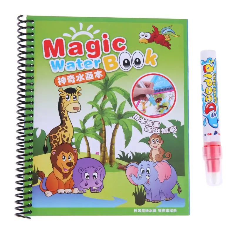 Детские развивающие игрушки, водная книга для рисования, детская книга для рисования, повторное использование водной краски, Раскраска с волшебной ручкой для рисования - Цвет: 03