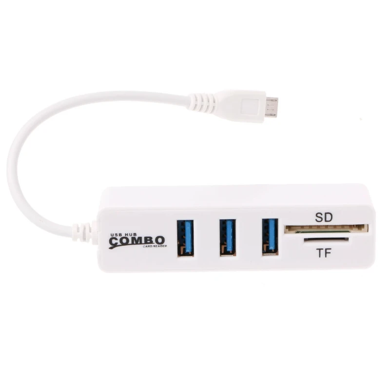 1 шт. 3 порты и разъёмы USB 2,0 концентратор Splitter Combo Micro USB Соединительный кабель OTG SD/TF Card Reader Высокое скорость новый