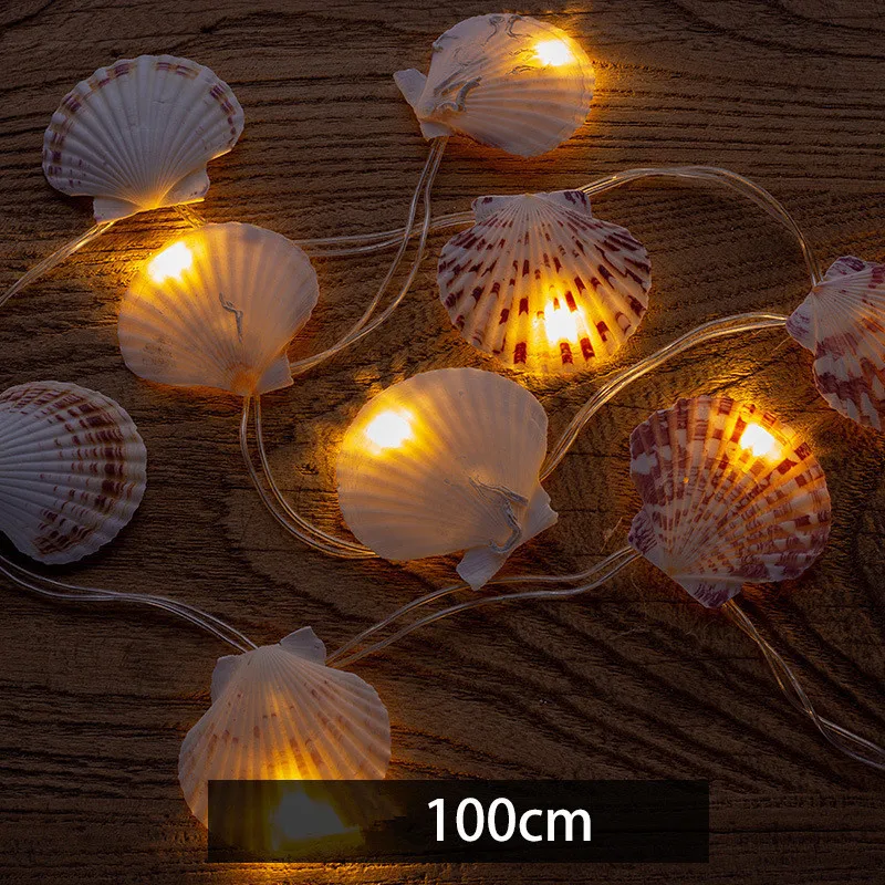 Marine style natural shell conch decoration DIY handmade lighting lamp shell string string marine biological specimen home decor