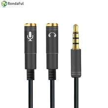 Micrófono de 3,5mm + Cable de Audio divisor de auriculares 3,5mm Cable auxiliar de empalme para ordenador micrófono teléfono móvil divisor para auriculares