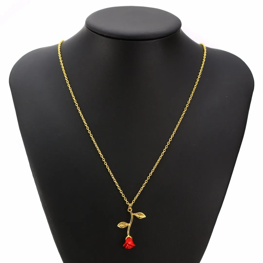 Red Rose Flower Statement Necklace Shellhard Bijoux Femme Collier Necklaces Pendant Trendy Women Jewelry Gift