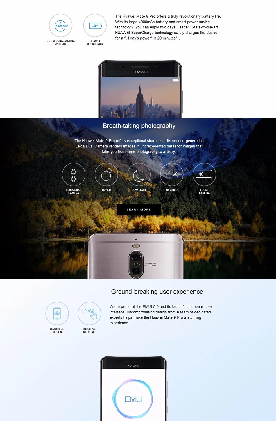 DHL Fast Delivery HuaWei Mate 9 Pro 4G LTE Mobile Phone 5.5" 2K Full Screen Kirin 960 20.0MP Dual Sim Android 7.0 Fingerprint huawei cell phone models