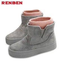 Winter Boots Botas Mujer 2017 New Women Boots Fashion Flock High-heeled Platform Ankle Up High Heels Spring Autumn Shoes For