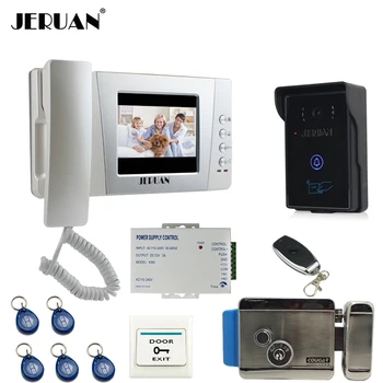 

JERUAN Home 4.3`` LCD Video Door Phone intercom System Kit 700TVL RFID Waterproof IR Night vision Camera Electric control lock