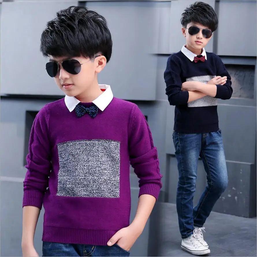Свитера heyuhao для мальчиков на весну и осень рубашка с воротником + небольшой