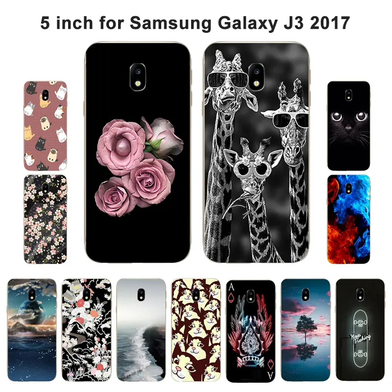 Чехол для Samsung Galaxy J3 2017 силиконовый чехол блестящий с рисунком задняя крышка J330