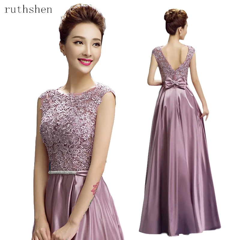

ruthshen Gold Green Red Blue Long Evening Dresses 2023 Elegent Satin Prom Dress Back Bow Appliques Occasion Gown Robe De Soiree