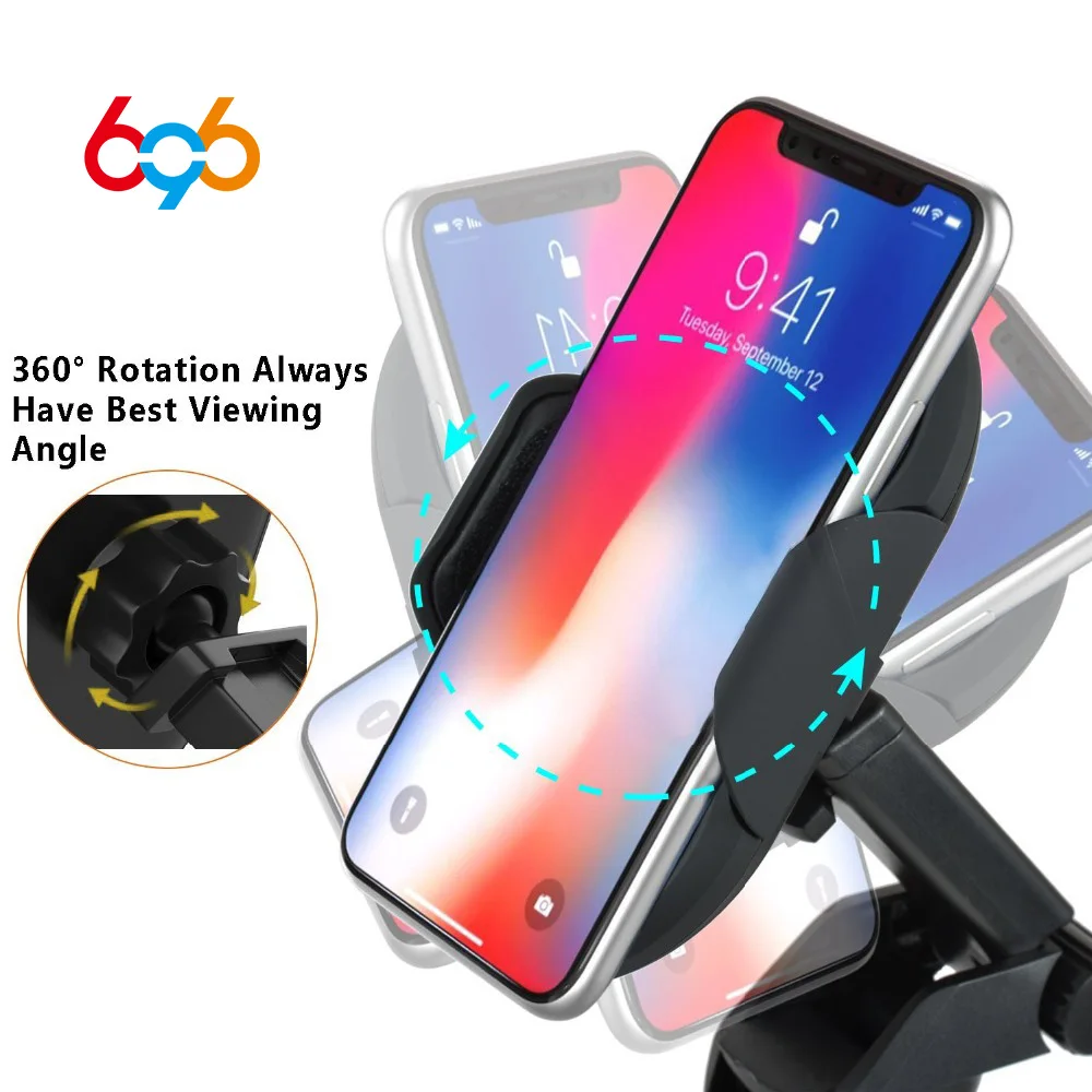 

696 C8 Car Holder Wireless Fast Charger Infrared Automatic Suction Cup Car Wireless Charger for Android IOS